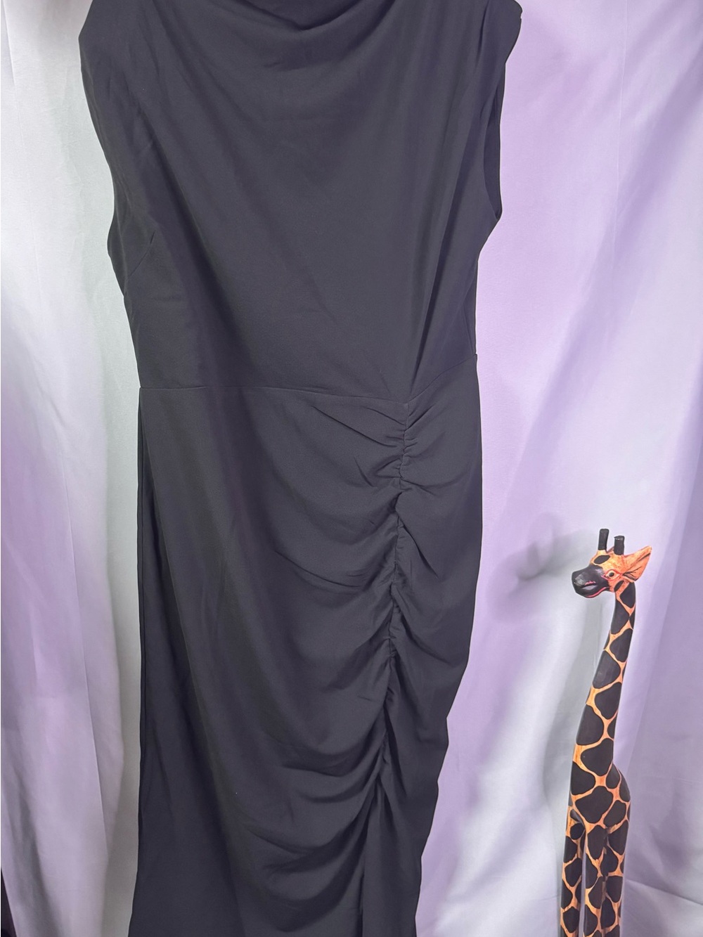 City Chic Black Sleeveless Ruched Midi Dress